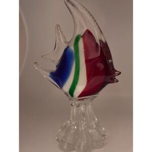 Murano Style Glass Fish Figurine Art Collectible Vibrant Colors